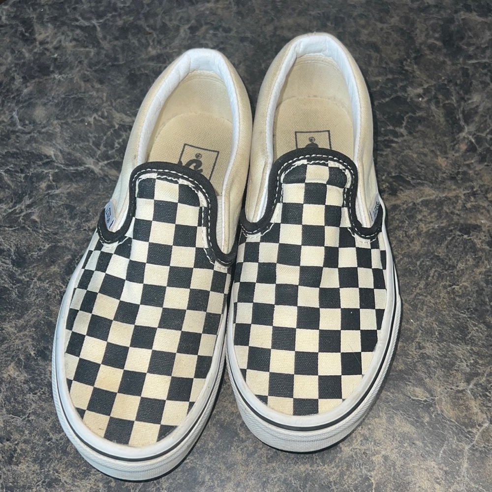 Vans size 13 Youth Classic Black and White Checkered Slip-on Shoes
